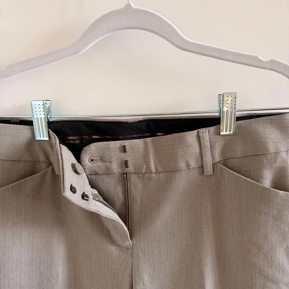 Express Editor Light Taupe Pinstripe Dress Pants - Picture 3 of 7